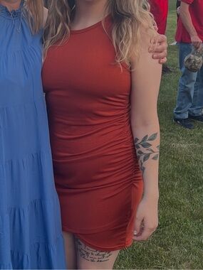 Women's Sleeveless Rust Bodycon Dress